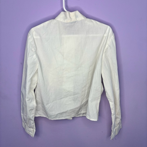 VINTAGE SEARS WHITE BUTTON UP BOW ACCENT L/S SHIRT GIRLS SIZE 7 - Picture 2 of 6